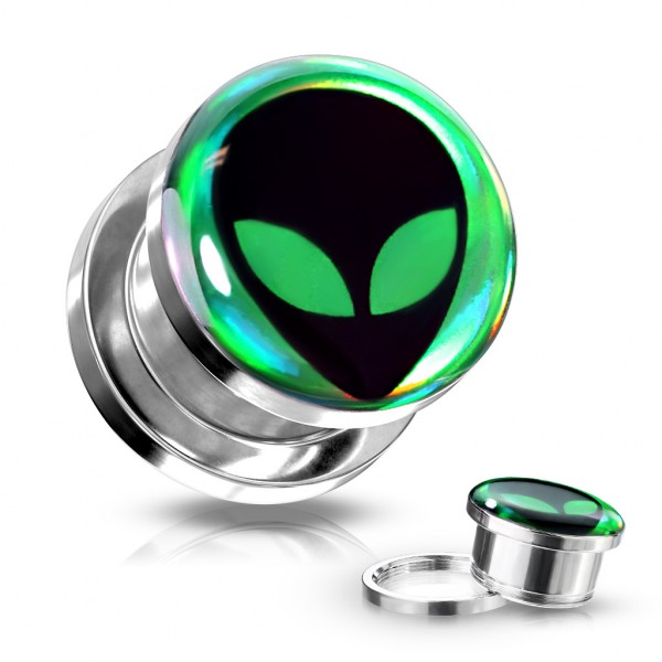 alien Hologramm Flesh Tunnel mit Gewinde Plug