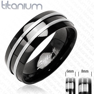 Titan Zwei Strefien Schwarz Silber Ring