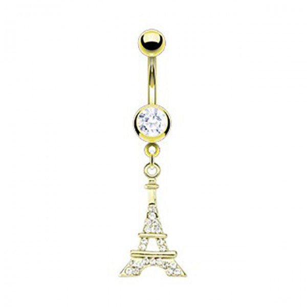 Eiffelturm Bauchnabelpiercing Gold plattiert