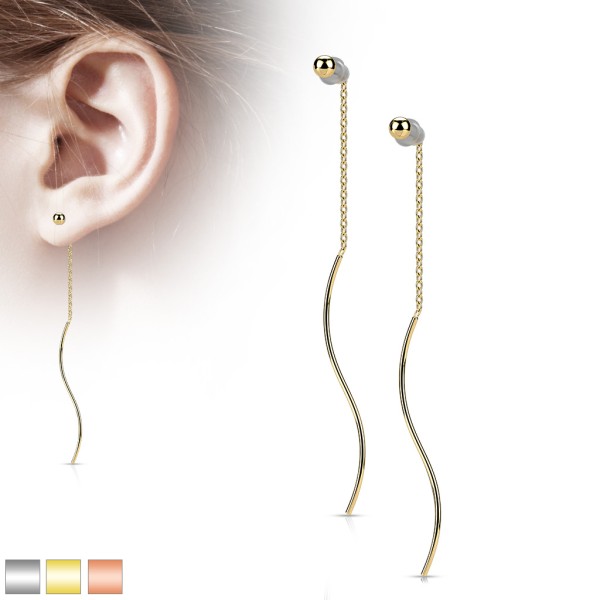 Ein Paar gewellte Kugel Threader Ohrringe aus 316L Chirurgenstahl