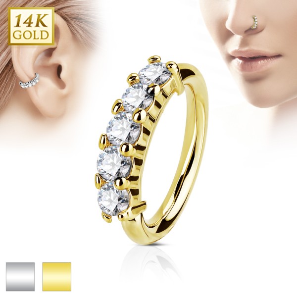 14 Karat Gold bigbarer Hoop Ring mit Zirkonia für Nase oder Ohr