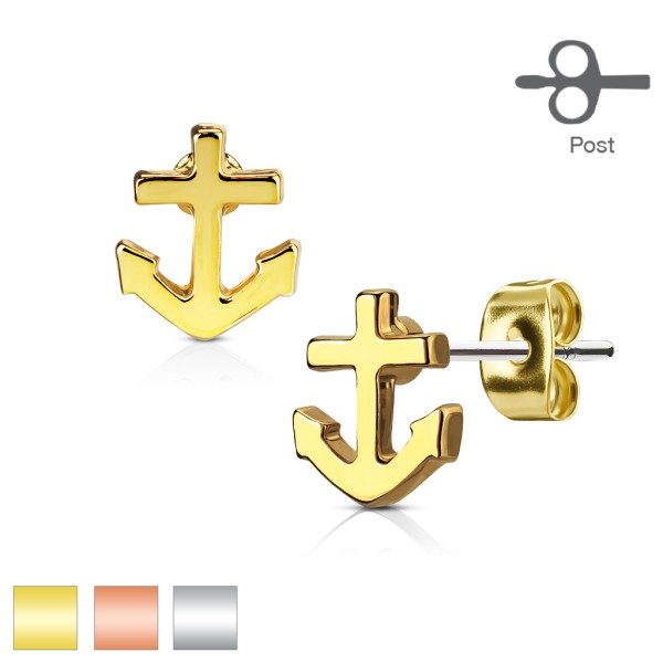 Ohrringe Anchor Gold 316L - Ohrringe Stecker