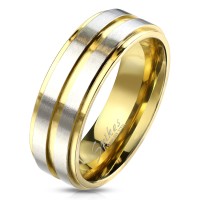 Ring Gold Silber abgestufte Kantenrostfreier Edelstahlring
