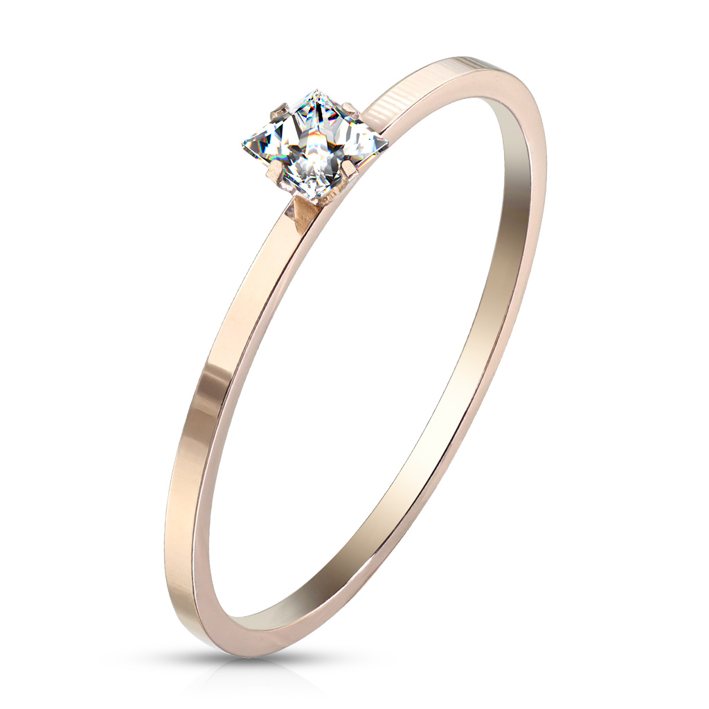 Elegant Ring Verlobungsring Edelstahl Rose Gold Damen Blume Herz Design Schmuck