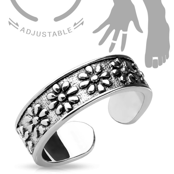 Antik Blumen Silber Ring verstellbar Handring/Fußring