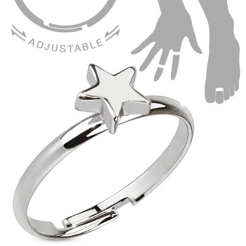 Stern Rhodium Ring Silber verstellbar Handring/Fußring