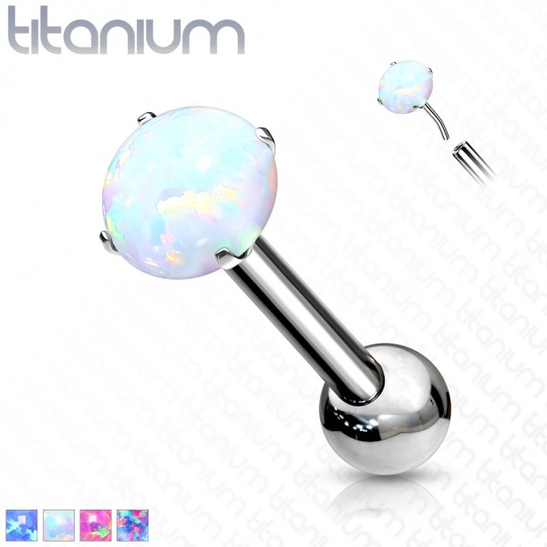 Titan Opal Push In Piercing ohne Gewinde Cartilage Barbell