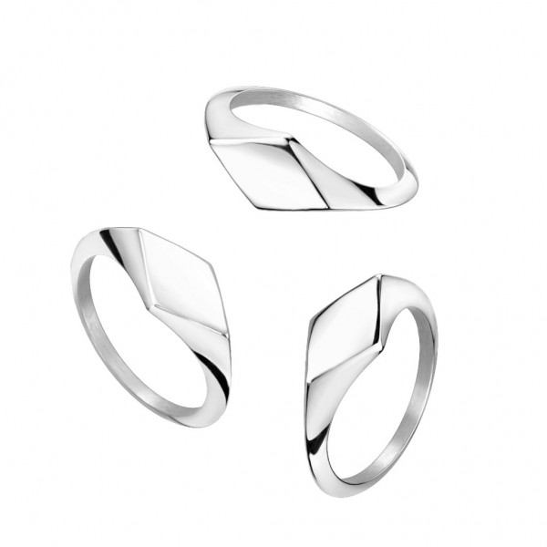 Ring mit flacher Diamant Optik, 316L Chirurgenstahl
