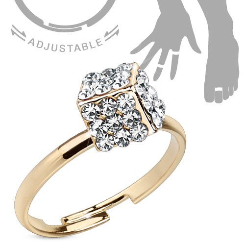 Kristall Würfel Gold verstellbar Ring Handring/Fußring