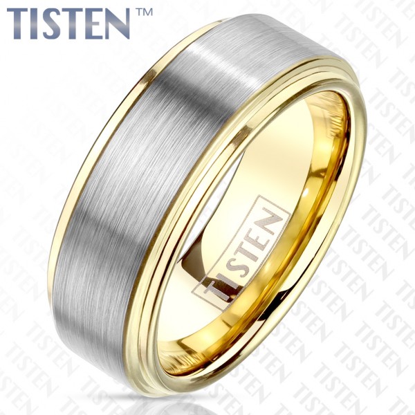 Tisten Silber gebürstet Ring Gold Ehering Partnerring