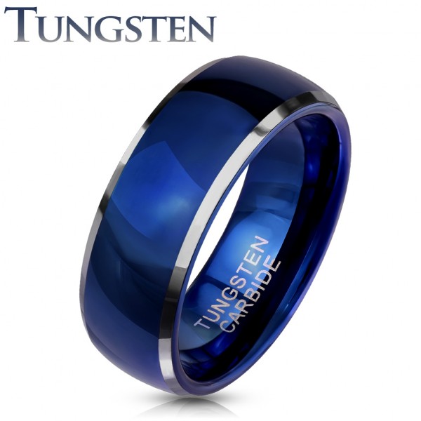 Tungsten Ring Blau Silber Partnerringe Herrenschmuck