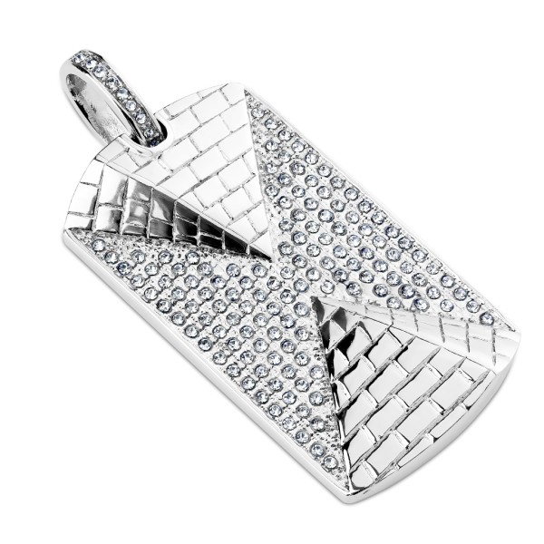 3D Pyramide Diamanten Zirkonia Anhänger Silber Stahl