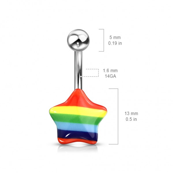 LGBT Stern Regenbogen Bauchnabelpiercing