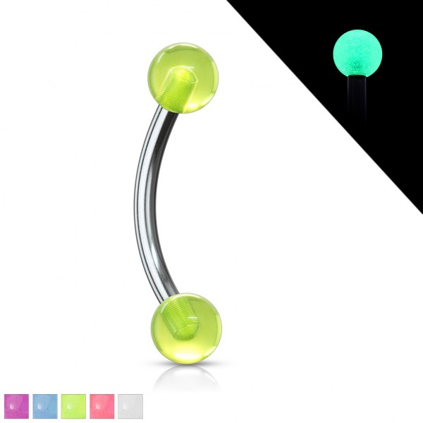 Glow in the Dark Acryl Augenbrauen Curved Barbell Piercing Stab 316L