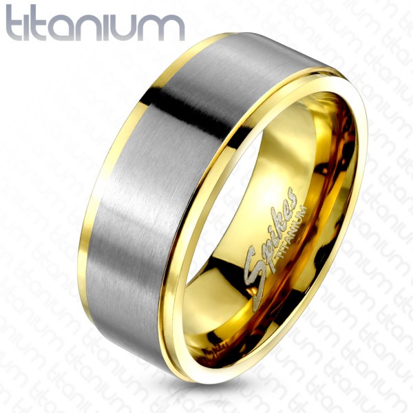 Ring silber Kanten gold Titan