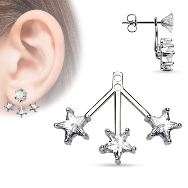 3 Sterne Helix Ohrring Ear Jacket für Ohrstecker