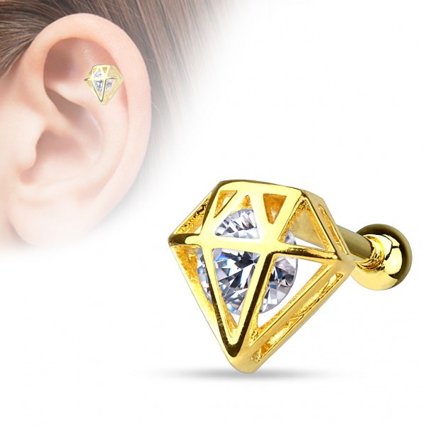 Diamant Gold Helix Ohrring Tragus Piercing Stecker