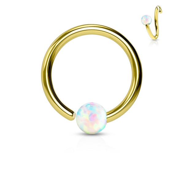 Opal Gold Hoop Ring biegbar Fixierte Kugel