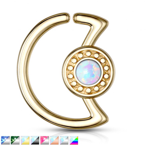 Opal Glitzer mittig Halbmond geformt Daith Ring