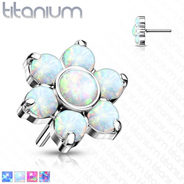 Blume Opal Titan Aufsatz für Labret Dermal Barbell Hufeisen Threadless Push In Top Ball Piercing