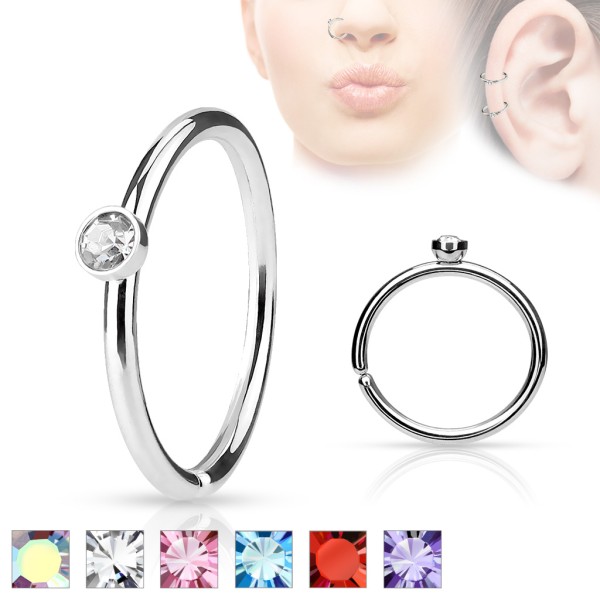 Zirkonia Silber Hoop Ring Nase Ohr Helix Conch