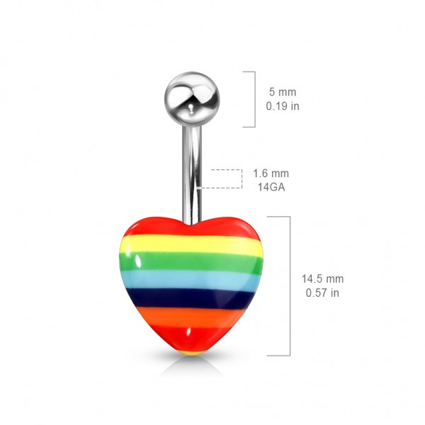 LGBT Regenbogen Herz Bauchnabelpiercing