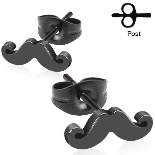 ein Paar Schwarz plattiert Edelstahl Schnurrbart Ohrringe