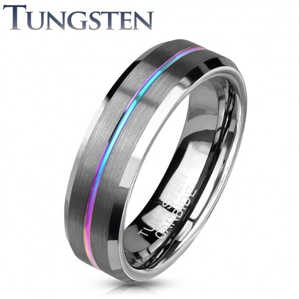 Tungsten Ring gebürtet Regenbogen Partnerringe Herrenschmuck