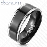 Titan Ring Bandring Partenrring Schwarz Silber