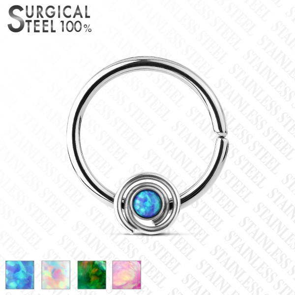 Biegbarer Hoop Ring mit Opal für Septum Helix Ohrpiercing