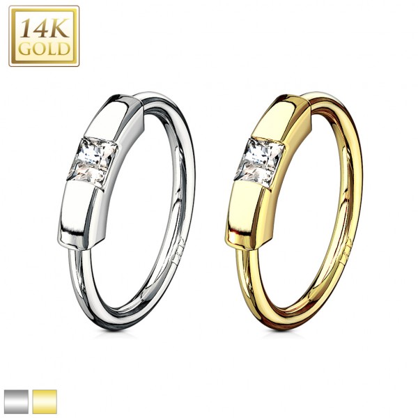 14 Karat Gelbgold CBR Ring Segment Zirkonia Prinzess Cut