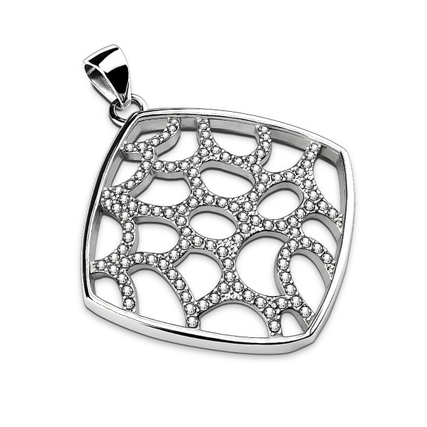 Netz mit Diamanten Anhänger Kette Silber Stahl