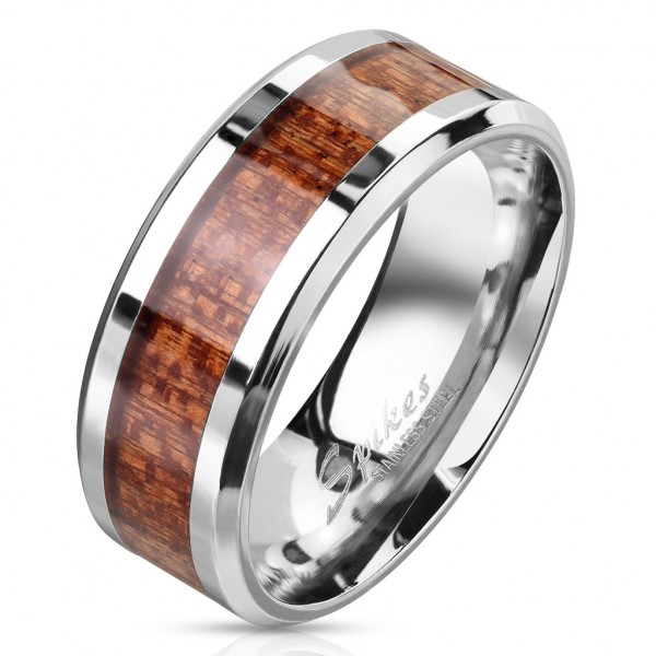 Eingearbeitetes Holz Ring Silber Männerring