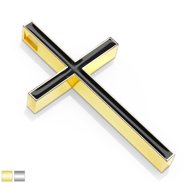 Kreuz Anhänger Schwarz Gold