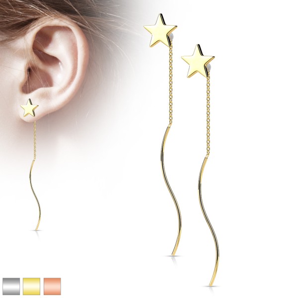 Ein Paar gewellte Star Threader Ohrringe aus 316L Chirurgenstahl
