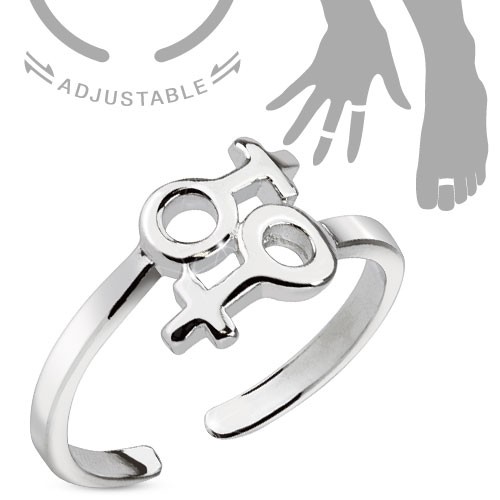 Venussymbol Rhodium Ring verstellbar Handring/Fußring