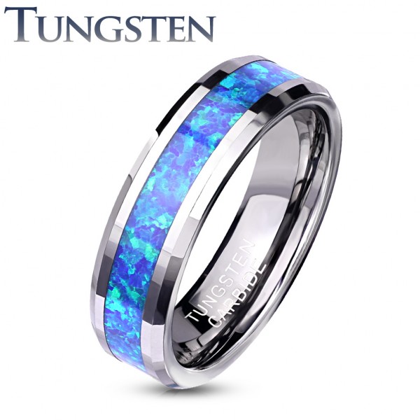 Tungsten Ring Opal Silber Partnerringe Herrenschmuck