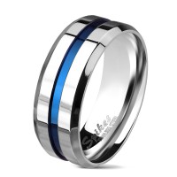 Ring Blau Silber Edelstahl
