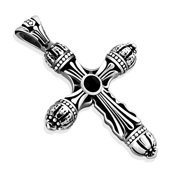 Kreuz Keltisch Anhänger Silber Schwarz 316L Stahl